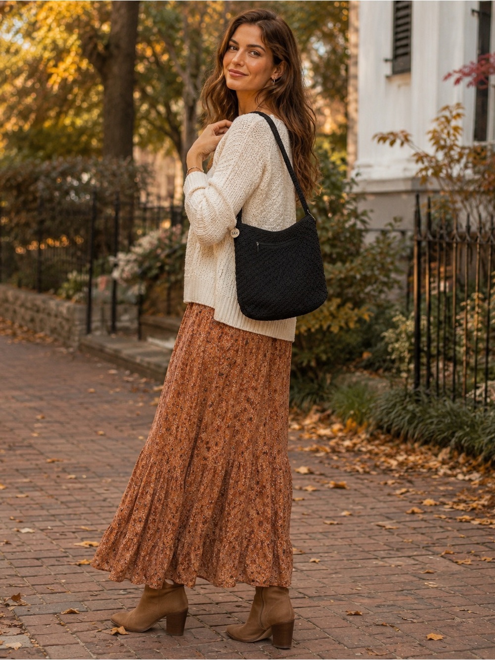 The Sak Black Crochet Shoulder Bag Hobo Purse Y2K Boho
